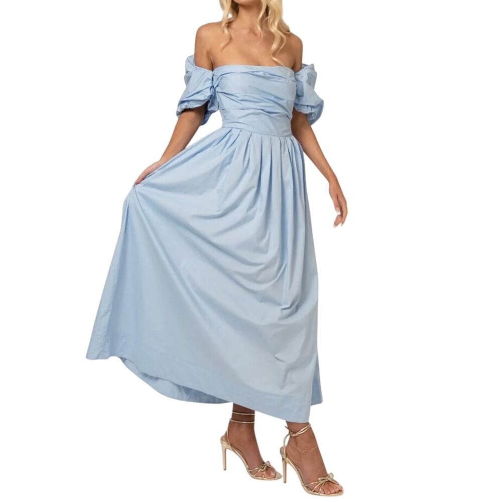 All about May Dahlia Off Shoulder Puffed Sleeve Midi Dress size US8